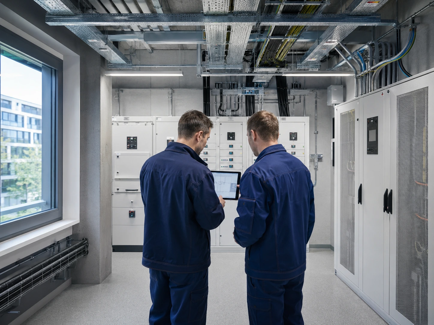 Bâtiment tertiaire en exploitation, installation électrique professionnelle